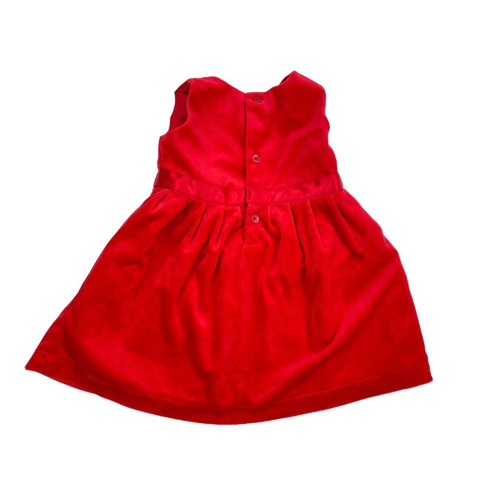Carters Baby Girl Dress Holiday Size 12 months Red Velvet With Diaper Cover - Picture 5 of 8